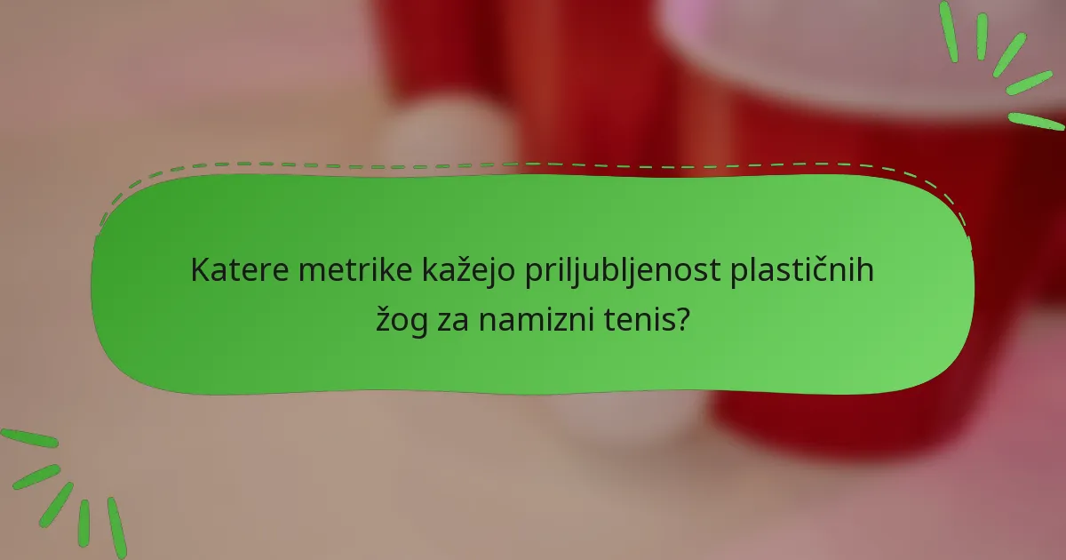 Katere metrike kažejo priljubljenost plastičnih žog za namizni tenis?